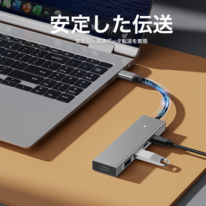 5in1 USB-C ハブ USBハブ USB3.2 Gen2 規格 4ポート Type-C USB-A Type