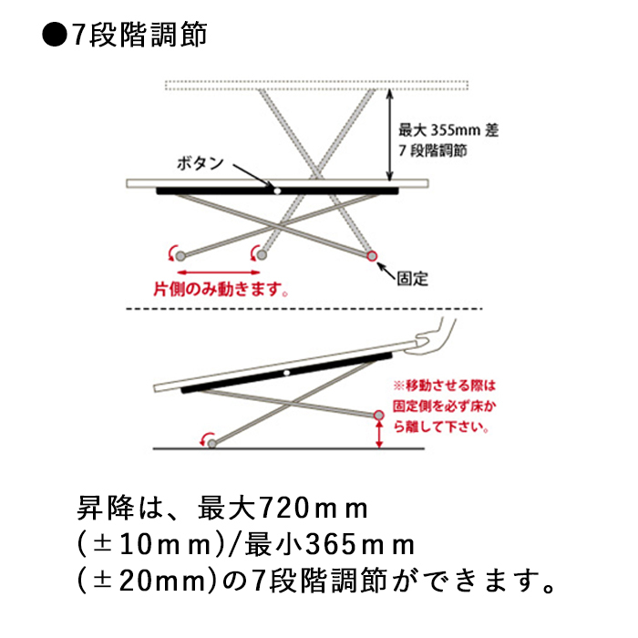 シギヤマ家具工業 送料無料 PLANTE プラント 昇降テーブル 7段階