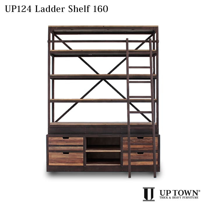 UP124 LADDER SHELF 160 ラダーシェルフ 東馬 UPTOWN 開梱設置 ダイニングボード 食器棚 書棚 本棚 収納 シェルフ  ラック 店舗什器 古材 ビンテージ : bw-tm-up124 : 家具のビッグウッドヤフー店 - 通販 - Yahoo!ショッピング