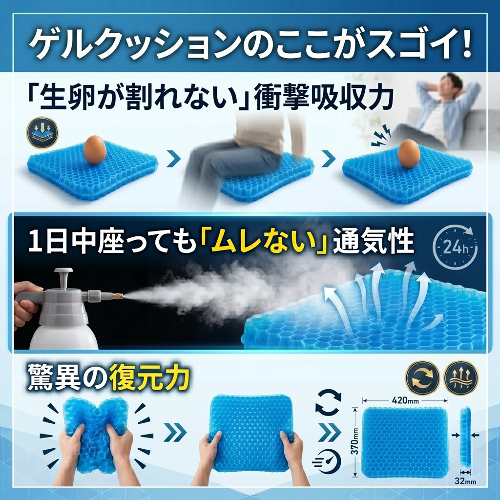 ゲルクッション ジェルクッション ハニカム ゲル クッション ダブル