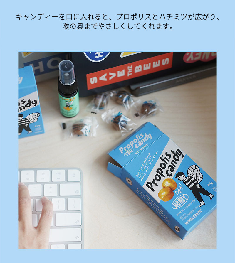 韓国食品 WORKERBEE ワーカービー はちみつ プロポリス キャンディ 10
