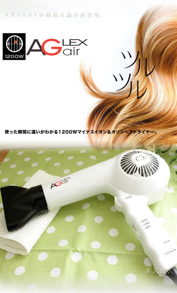 NEW アグレックス エージーエアー ドライヤー1200W マイナスイオン&オゾンヘアドライヤー あすつく(送料無料)