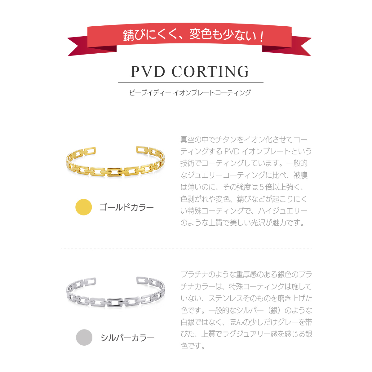 金属アレルギー対応 つけっぱなしOK バングル ステンレス スクエア