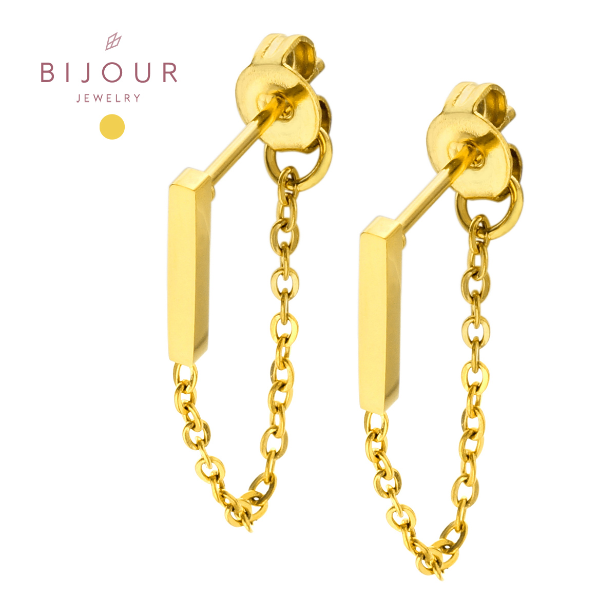金属アレルギー対応 つけっぱなしOK ピアス ステンレス  シンプル メタルバー チェーン Bijour ビジュール bipi0131