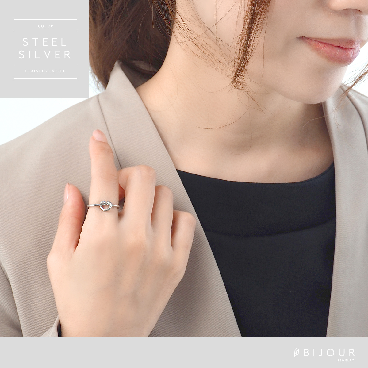 金属アレルギー対応 つけっぱなしOK リング ステンレス ノットリング Bijour ビジュール biri0106 結び目モチーフ 関連画像5