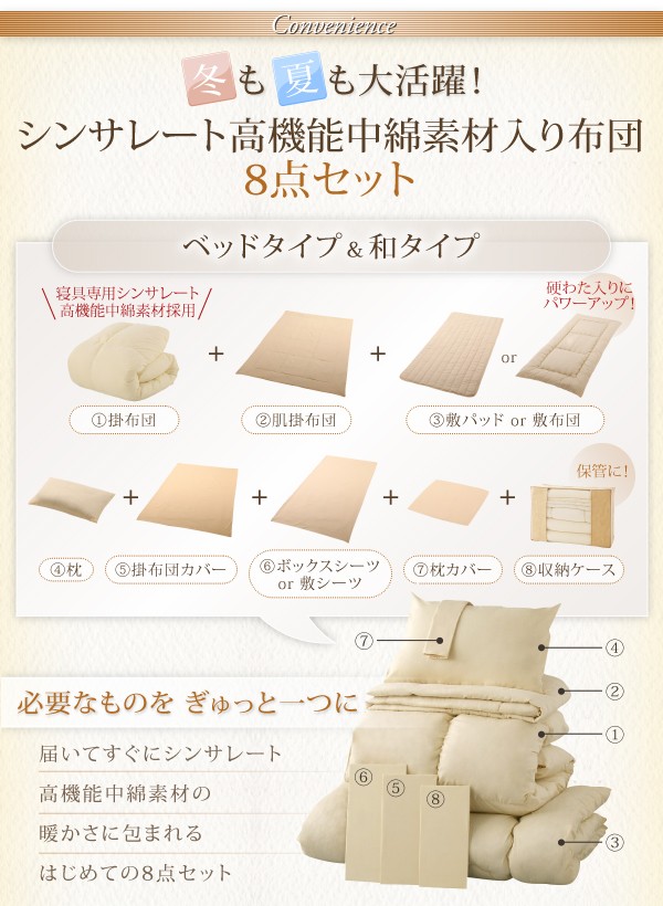 羽毛布団の2倍の暖かさ シンサレート入り 布団セット セミダブル
