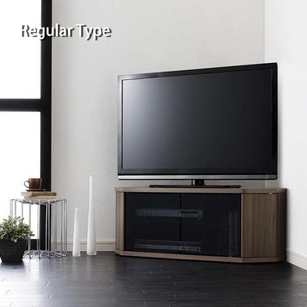 コーナーテレビ台 三角 ロータイプ ウォールナット コーナーテレビ