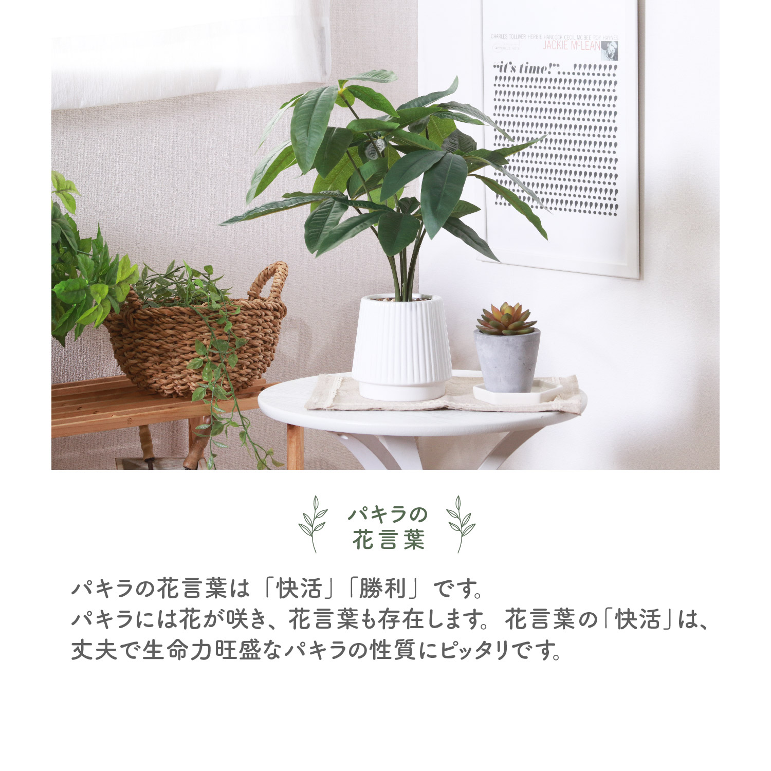 フェイクグリーン パキラ  観葉植物 造花 ハンギング 卓上 置き型 小さい インテリア 屋内 室内 鉢付き｜bikagu｜03