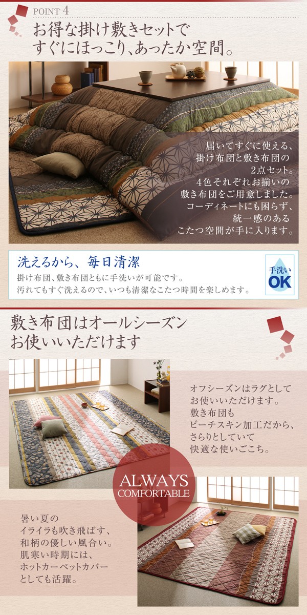 和柄でほっこり こたつ掛け布団 単品 のみ 長方形 120×80 天板対応 和柄でほっこり こたつ掛け布団 単品 のみ 長方形 120×80 天板対応