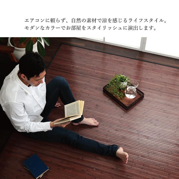 自然の涼しさ バンブーラグ 200×240 夏用 ダイニングラグマット 