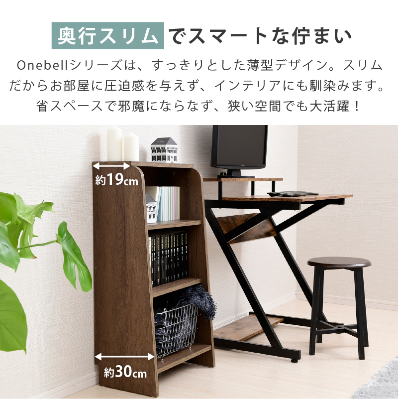 色んなサイズの本にマッチ リビング書棚 本棚 幅45cm ロータイプ