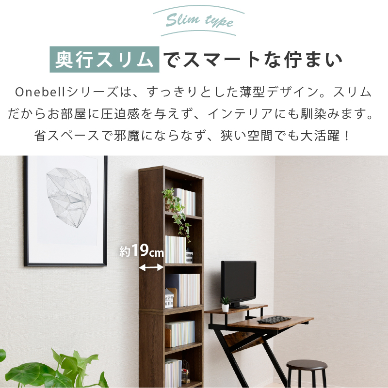 スリム ハイタイプ 木製 書棚 上下セット 本棚 浅型 幅45cm 大容量 