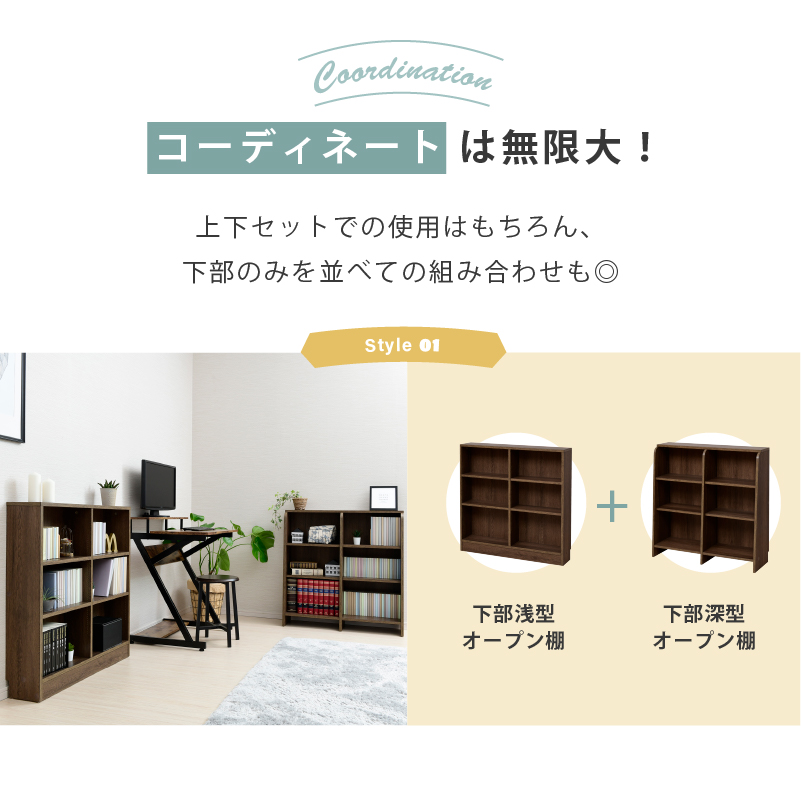 無駄なスペースを無くす 1cmピッチ 可動棚 壁面収納 書棚 下部深型