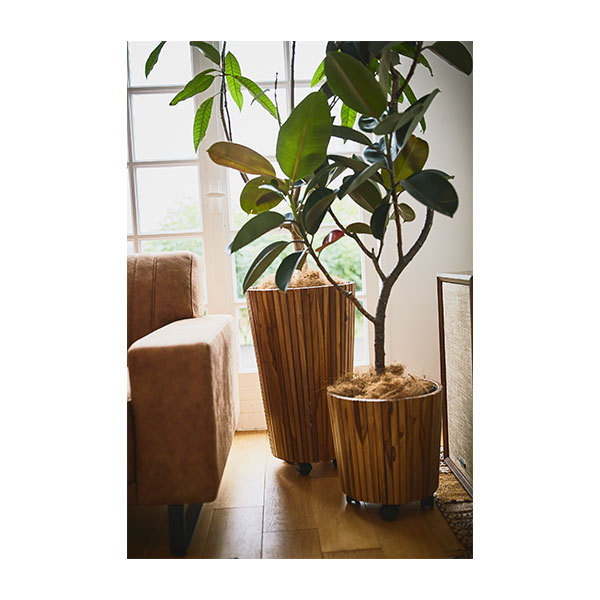 キャスター付き プランターカバー S 木製 おしゃれ 天然木 大型 植木鉢