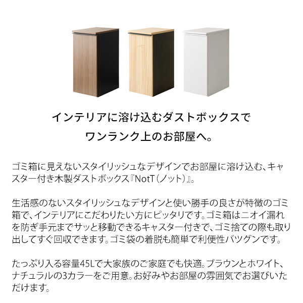 ゴミ箱感ゼロ 木目調 ダストボックス 45L リビング ゴミ箱