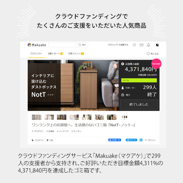 ゴミ箱感ゼロ 木目調 ダストボックス 45L リビング ゴミ箱