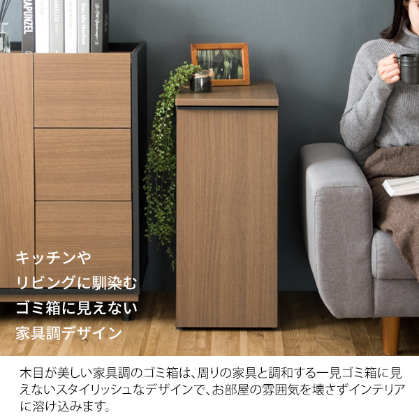 ゴミ箱感ゼロ 木目調 ダストボックス 45L リビング ゴミ箱