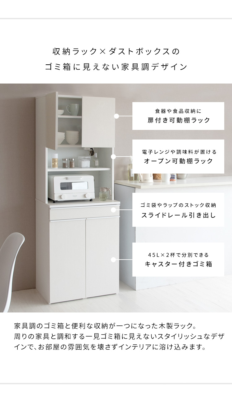 ゴミ箱一体化 キッチンキャビネット 幅60 キッチンボード