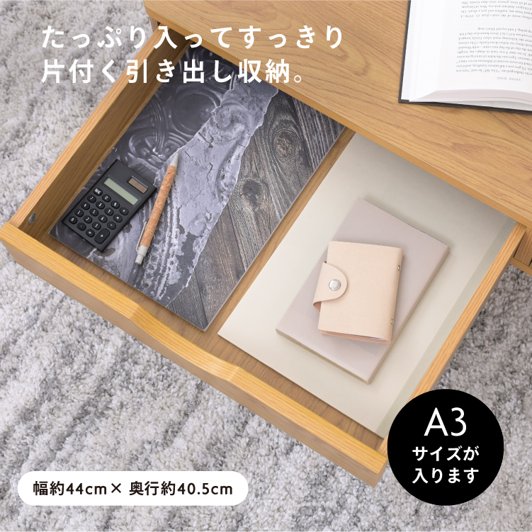 引き出し2杯付き センターテーブル 幅100cm 北欧 ローテーブル