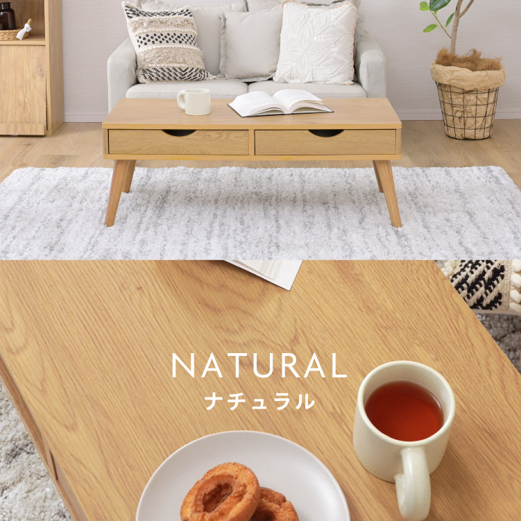 引き出し2杯付き センターテーブル 幅100cm 北欧 ローテーブル