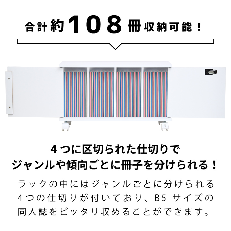 ダイヤル鍵付き 同人誌ラック 推し入れラック ロータイプ