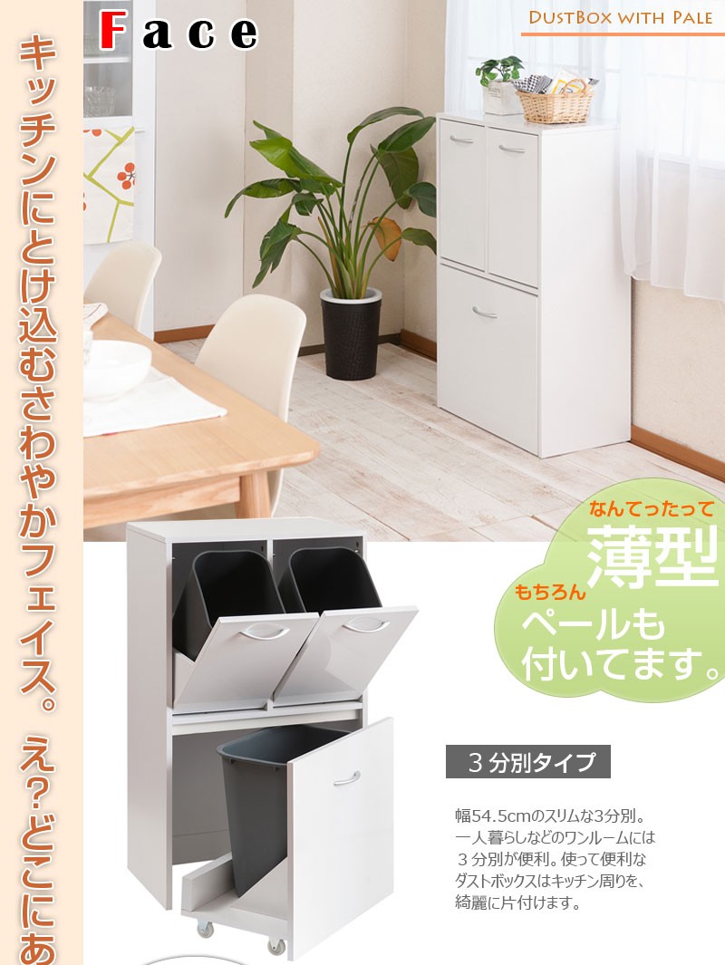 3分別 ダストボックス カウンター キッチンカウンター ゴミ箱 収納