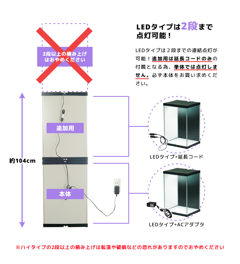 増設用 J-STAGE HIGH LED追加タイプ 背面ミラー付き コレクションケース UVカット LED 連結用 アクリルケース フィギュアケース LEDライト付き LED照明付き｜bikagu｜12