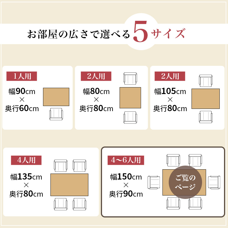 高さ6段階 ダイニングこたつテーブル 150×90 ハイタイプこたつ