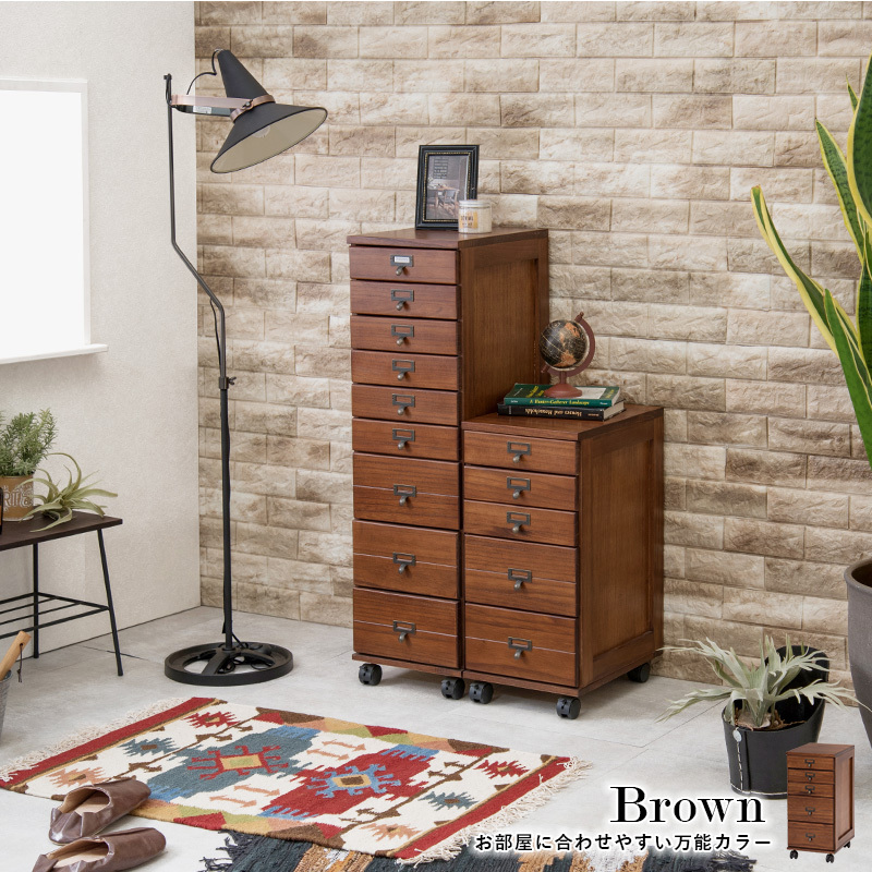 A4対応多段チェスト　引出5段・キャスター付き A4サイズが収納できる木目調多段チェスト（キャスター付き） 通販
