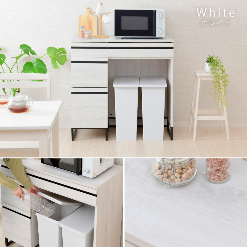 Cloudear ホワイト 木製 オープンシェルフ 食器棚