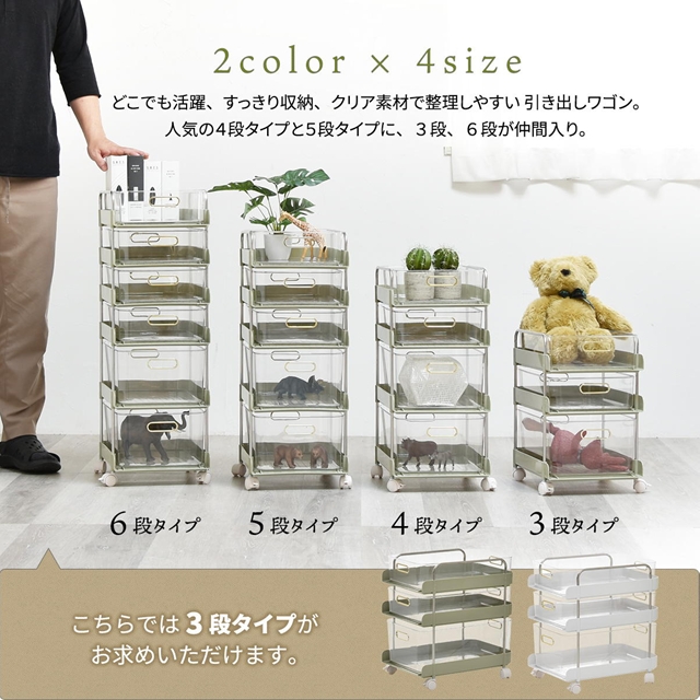 コンパクトさがちょうどいい ミニワゴン 3段 キャスター付き 引き出し