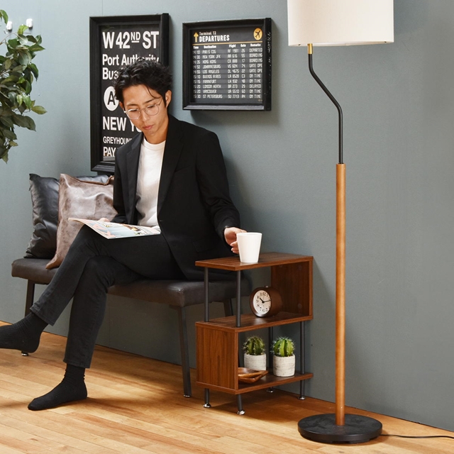 天然タモ　ブラックオープンシェルフ　ベッドサイドテーブ サイドテーブルにもなる S字ラック 2段 オープンラック オープン