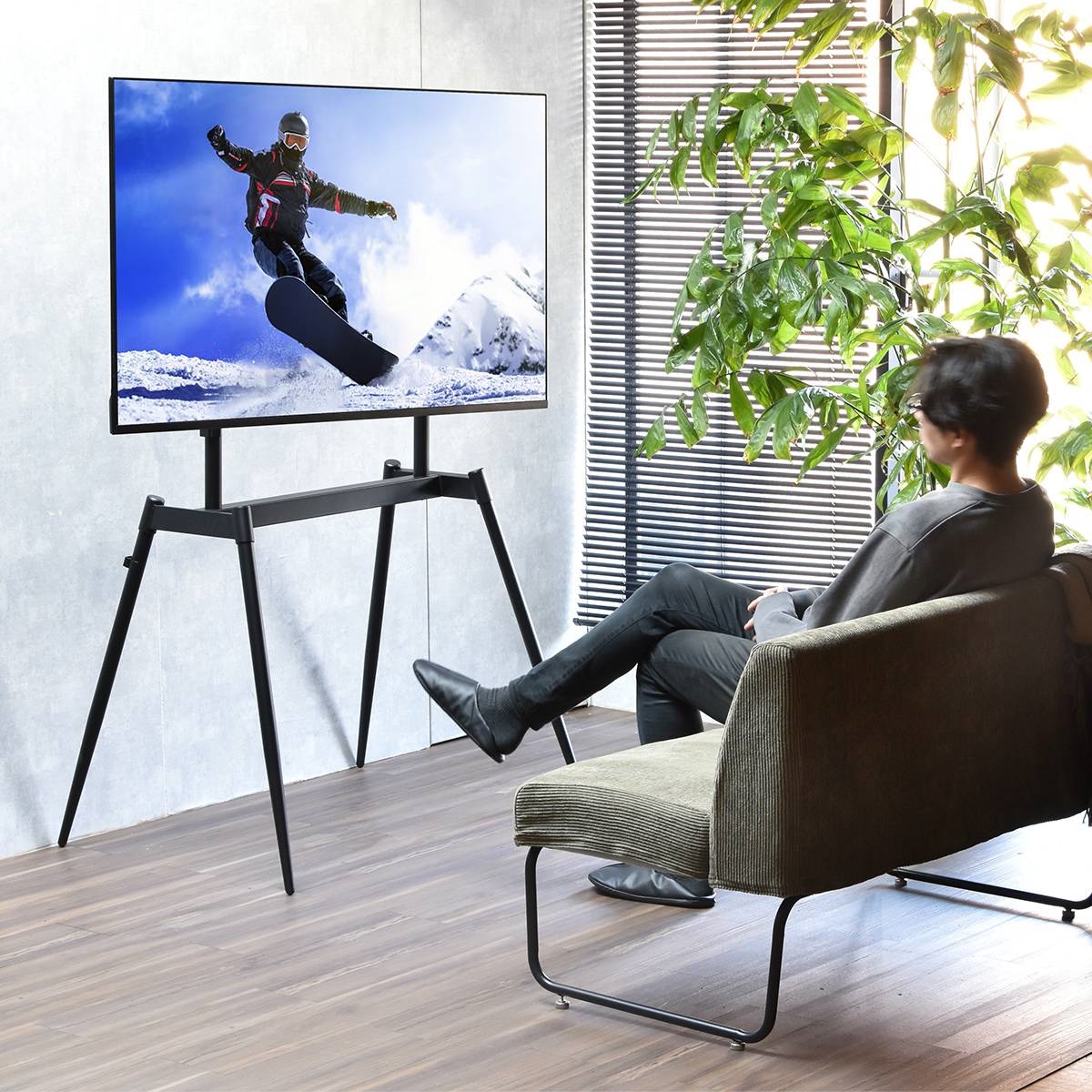 安定感ある イーゼル型 テレビスタンド 最大75インチ おしゃれ