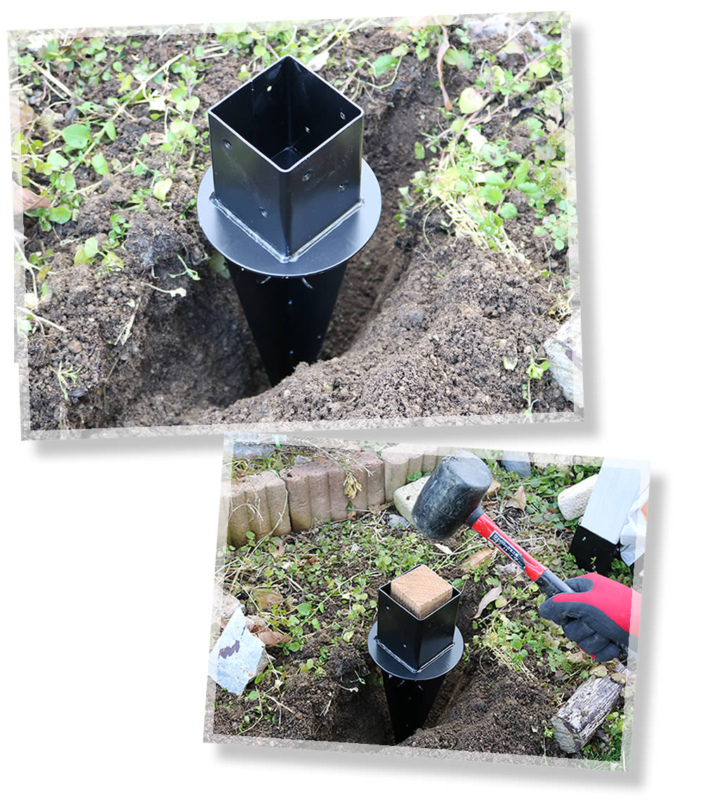 内角75cm 土中用支柱固定金具 6個セット ラティス用柱固定金具地中杭