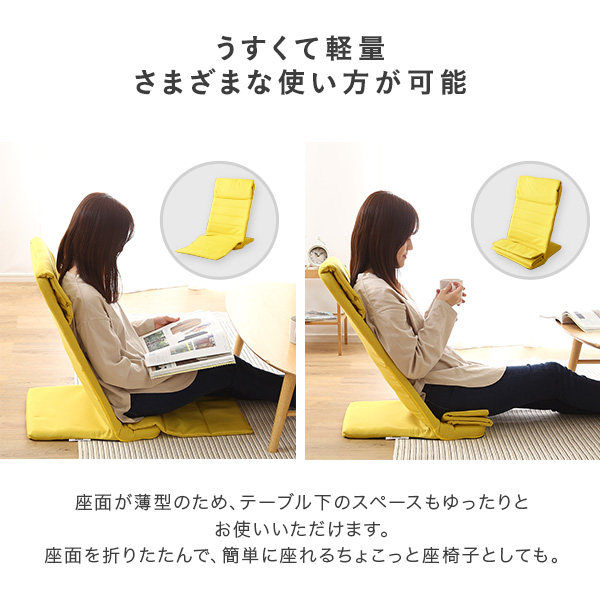 新発想 ちょこっと座面 スリム 座椅子 省スペース ハイバック  
