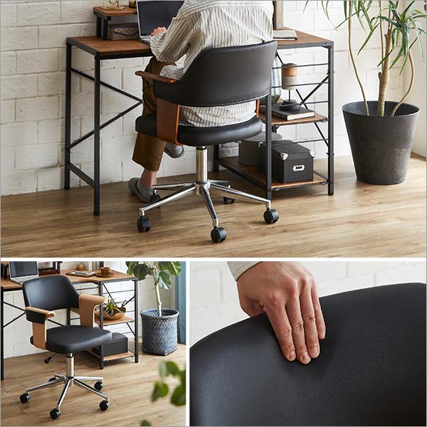 おしゃれな椅子付き L型 リビングデスク 幅110 デスクチェアセット 