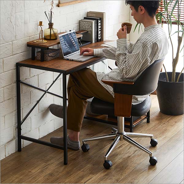 おしゃれな椅子付き L型 リビングデスク 幅110 デスクチェアセット 