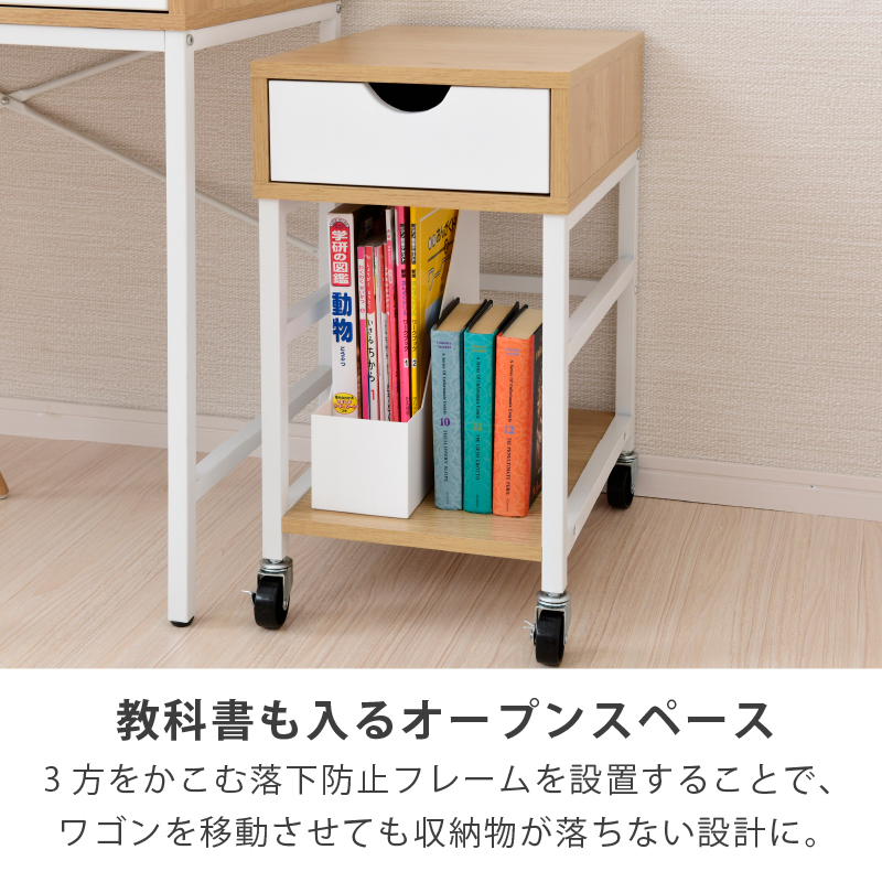 ②書斎机 学習机 デスクホリス ※引出しワゴン本体のみ(2/2) moca company Letta 引き出し付デスク二個・ワゴン二個 セット