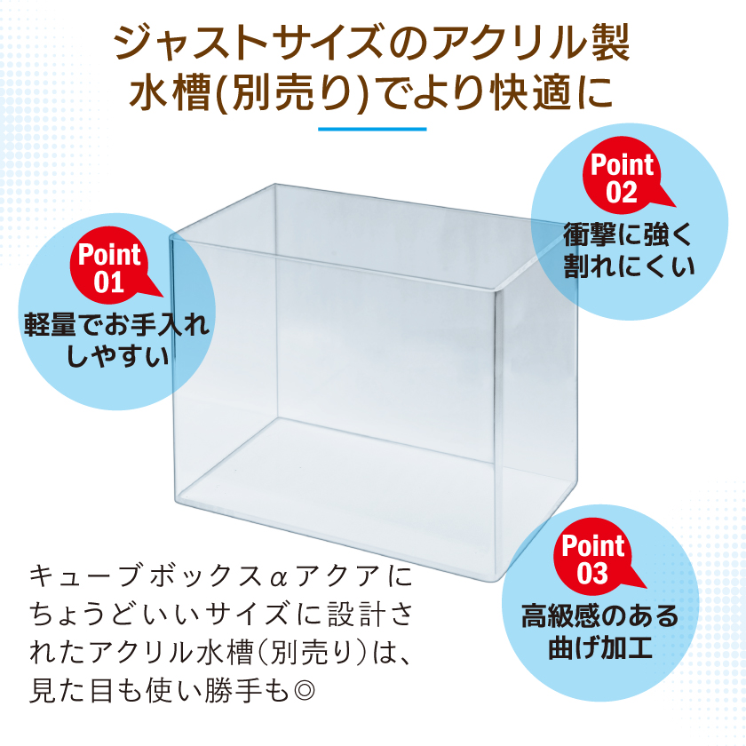 増設用 水草が枯れない LED付き キューブボックスα アクア 本体 単品 