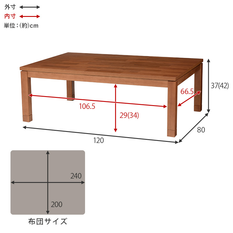 お得な2点セット こたつ 120×80 こたつセット こたつ布団付き 長正形 おしゃれ 木目 小さめ 一人用 コンパクト ウレタン塗装