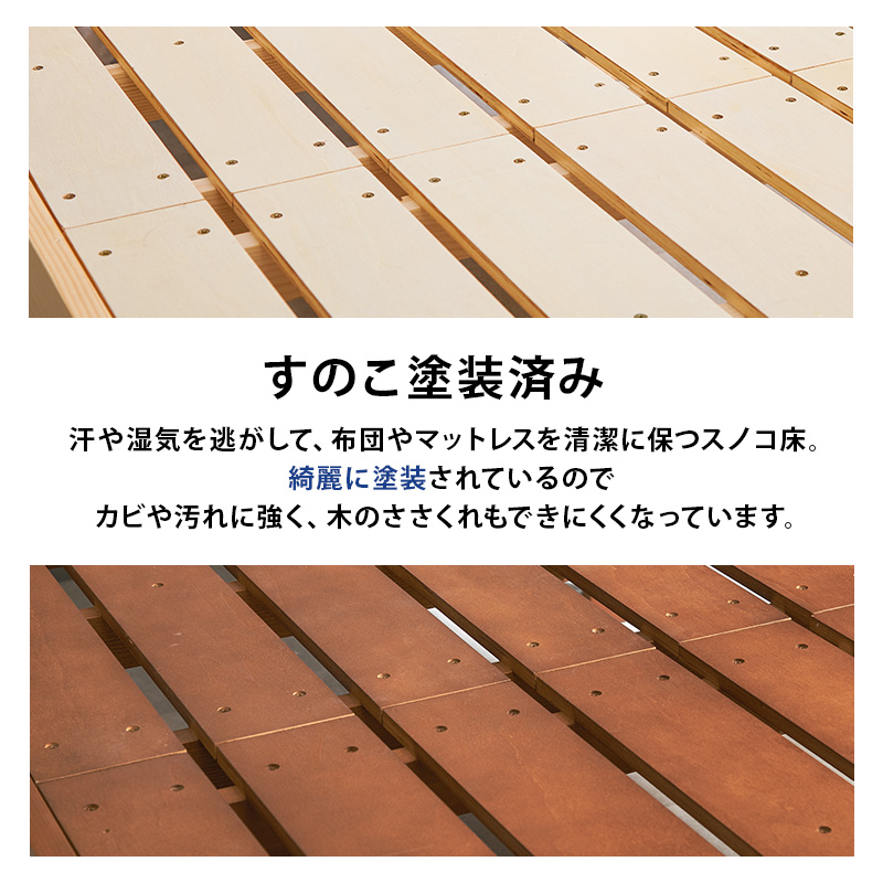 ネジなし 工具不要 木製 ベッドフレームのみ シングル コンセント付き
