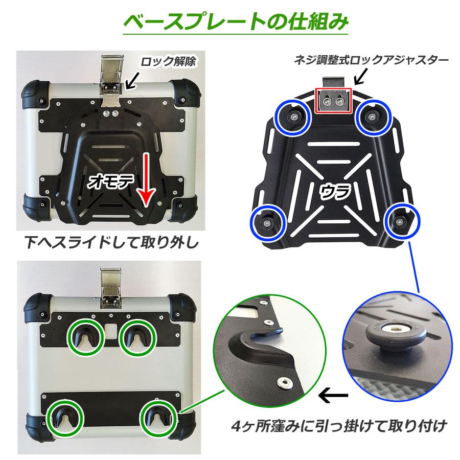 バイク リアボックス DUHAN トップケース 55L ブラック DU-BP05 スクェア 四角 角 サンドグレー