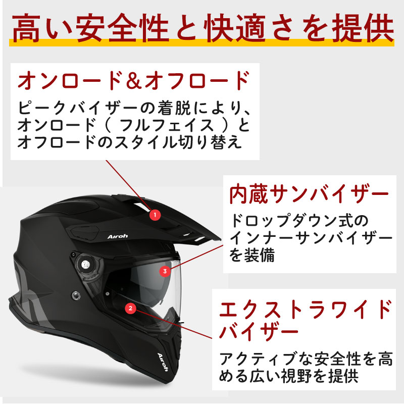 ＼全品5%+1000円★4/28(日)限定／Airoh アイロー Commander Carbon デュアルスポーツヘルメット フルフェイス  シールド付オフロードヘルメット バイク