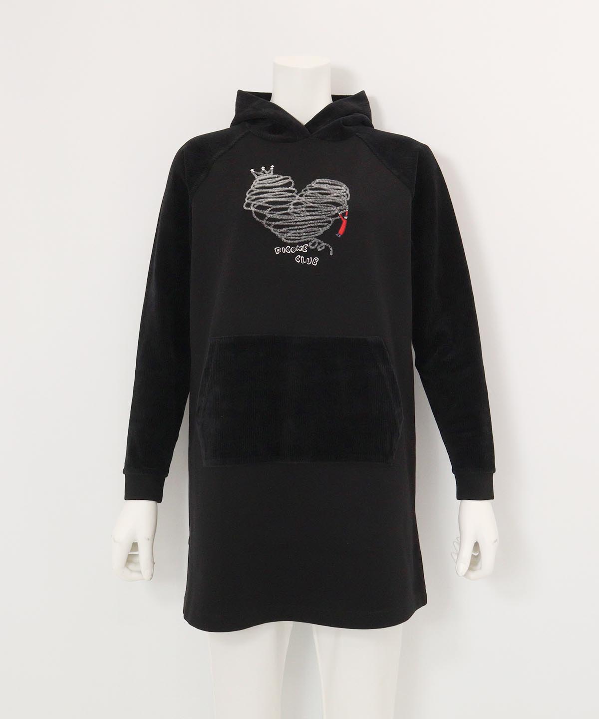 【 セール 30%OFF 】 フワリ刺繍発熱チュニック丈パーカー 定価42900円の画像