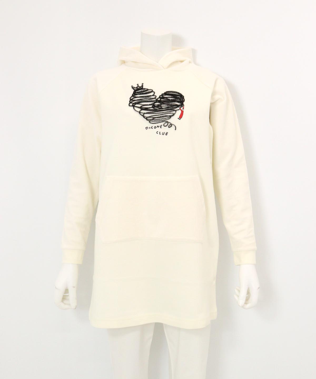 【 セール 30%OFF 】 フワリ刺繍発熱チュニック丈パーカー 定価42900円の画像
