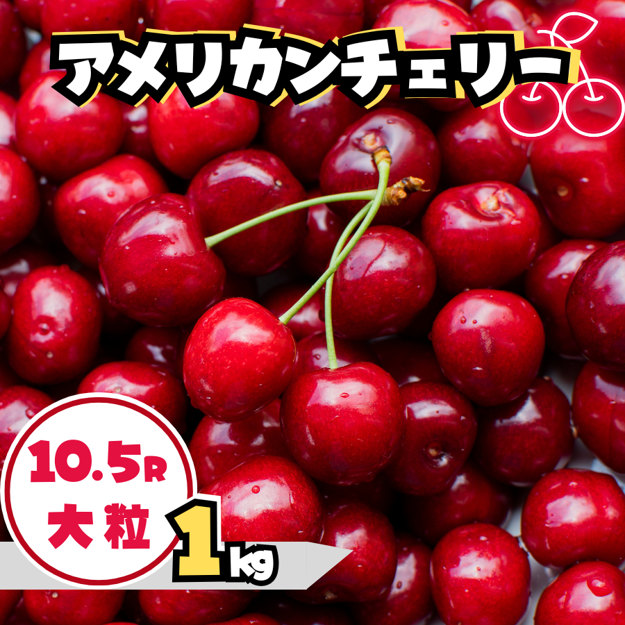 アメリカンチェリー 10.5R 大粒 1kg 青果市場直送 冷蔵便 さくらんぼ