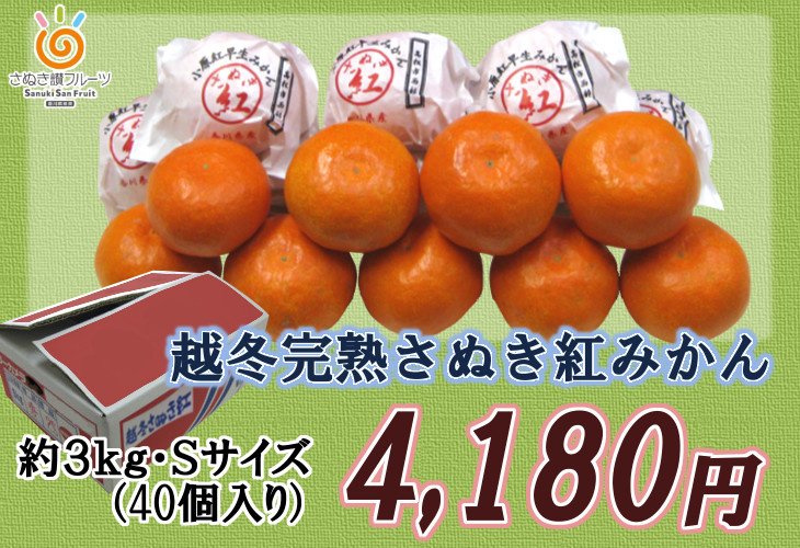 越冬完熟さぬき紅みかん（小原紅早生） 約３ｋｇ Ｓサイズ（約４０個入） 香川県産