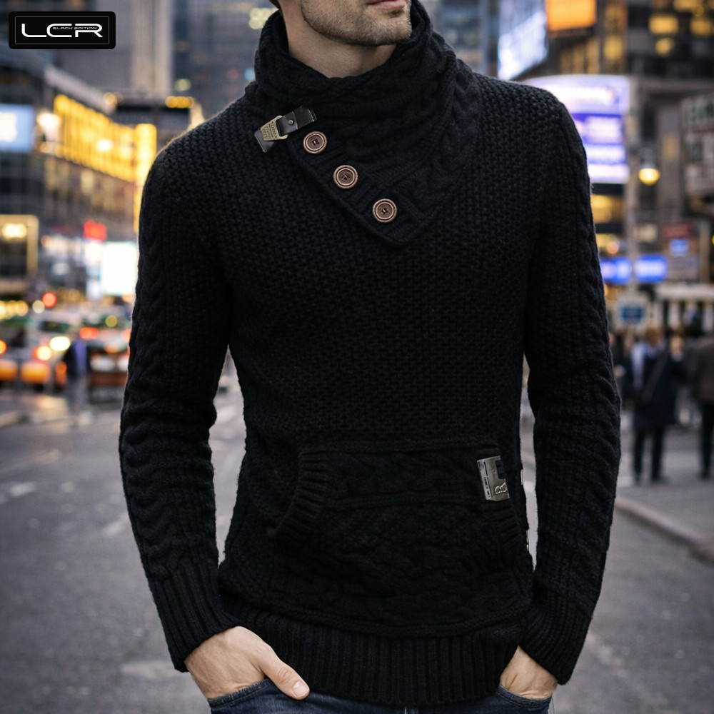 ハイネック ショールカラー ニット セーター メンズ ケーブル編み