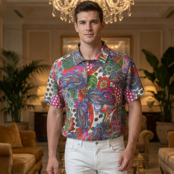 ETRO ペイズリー 柄 ポロシャツ 半袖 総柄 マルチカラー 46 プリント/花柄/ペイズリーのメンズポロシャツ | エトロ