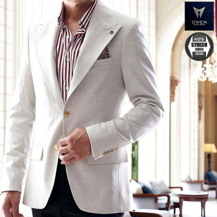 テーラードジャケット ワイドラペル 秋 冬 春 ライトグレー メランジ調